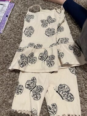Carter's Cream Ribbed Butterfly Tank & Shorts